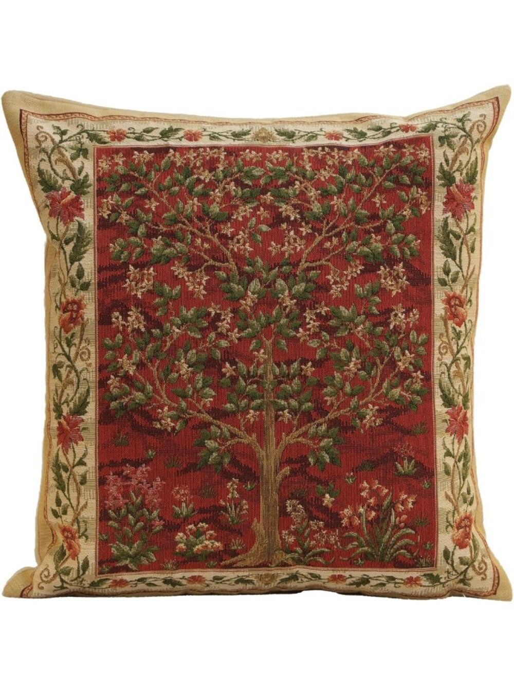 Tree of Life Red Tapestry Throw Pillow Cover 18x18 | Boho Home Decor Accent